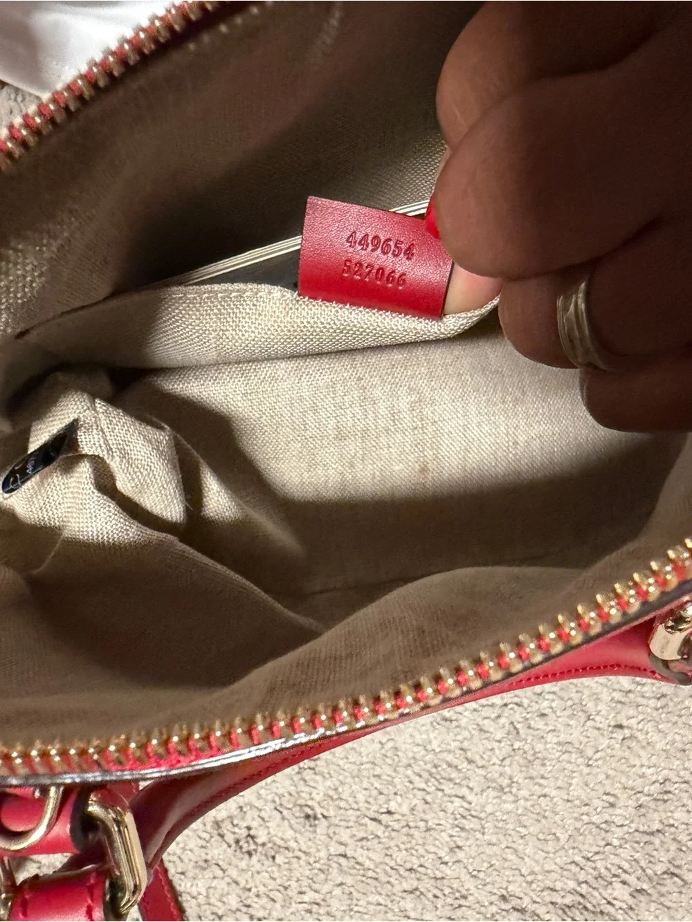 Gucci Red GG-Embossed Dome Satchel with Gold Hardware